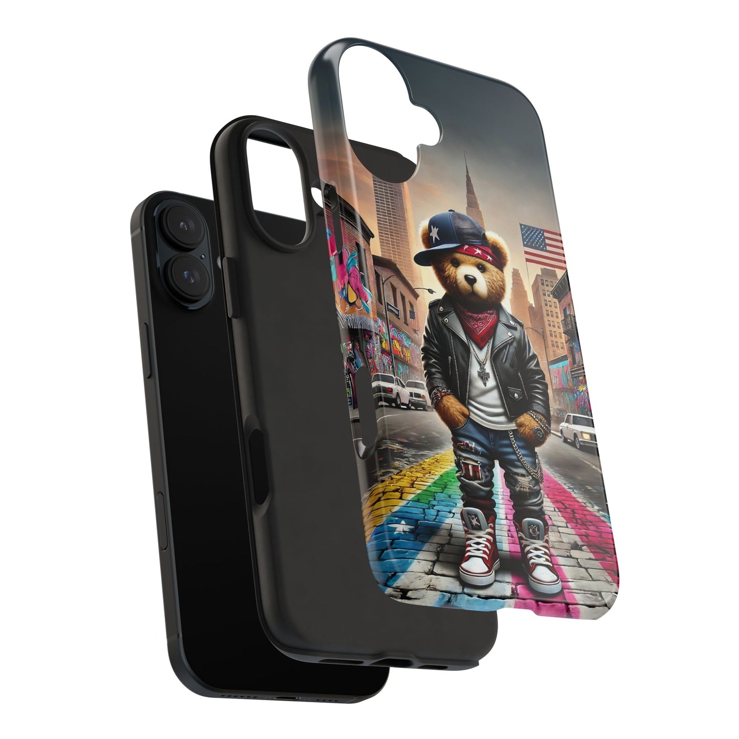 American Baddy Bear Tough Phone Case - Street Style Bear Phone Case with Attitude, Rugged Phone Cover, American Baddy Phone Protector