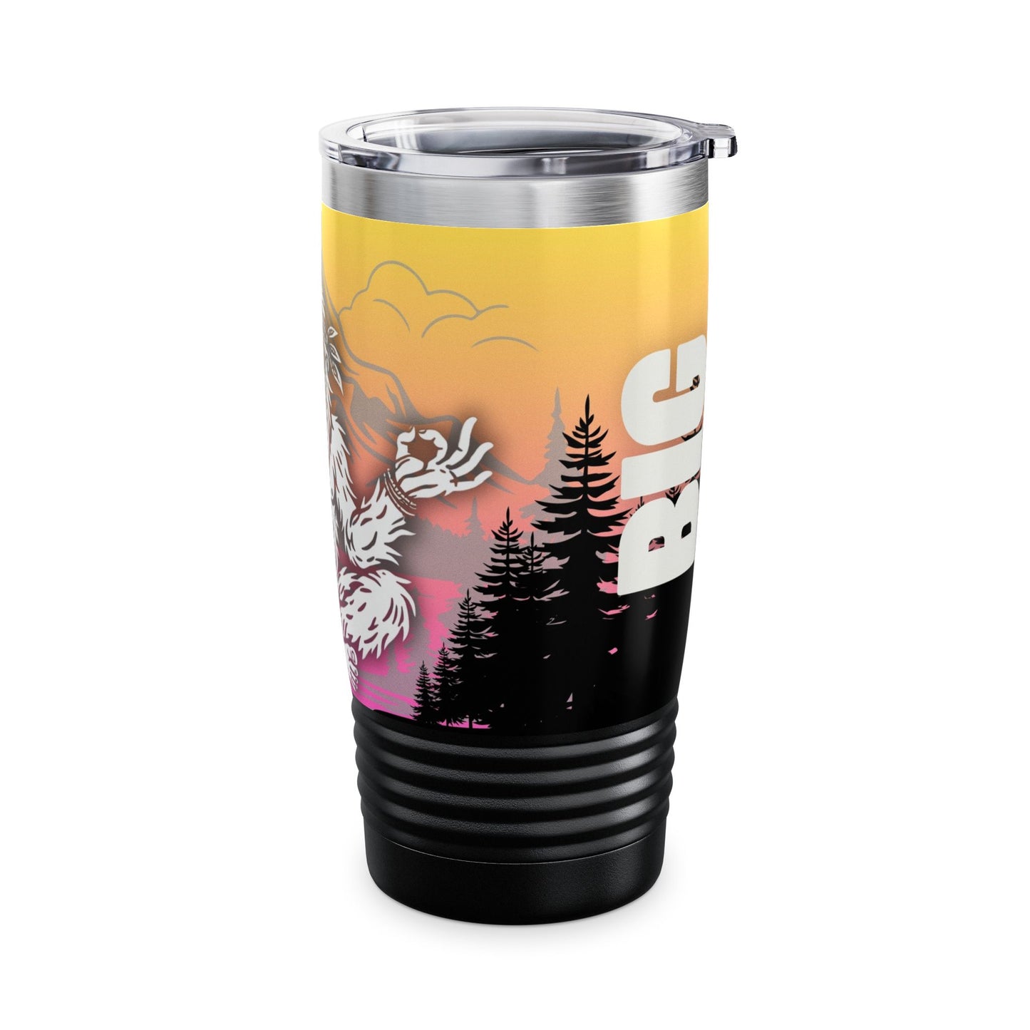 BIG ZEN Forest Tumbler (yellow/pink) - Insulated 20oz Stainless Steel Travel Mug