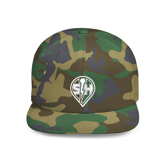 SingHUB White SH Flat Bill Snapback