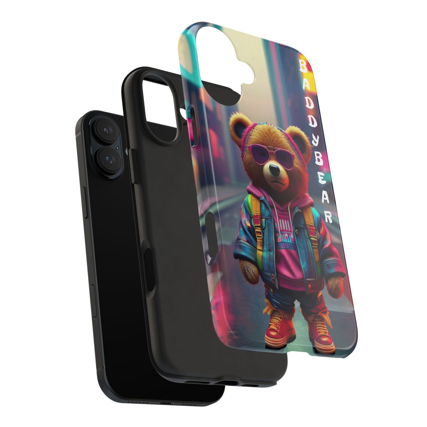 Baddy Bear Neon Girl Tough Phone Case, Protective Phone Cover, Cool Phone Accessories, Trendy Phone Case, Unique Phone Protector, Stylish