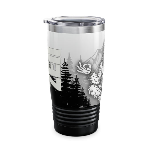 BIG ZEN Forest Tumbler (white/black) - Insulated 20oz Stainless Steel Travel Mug
