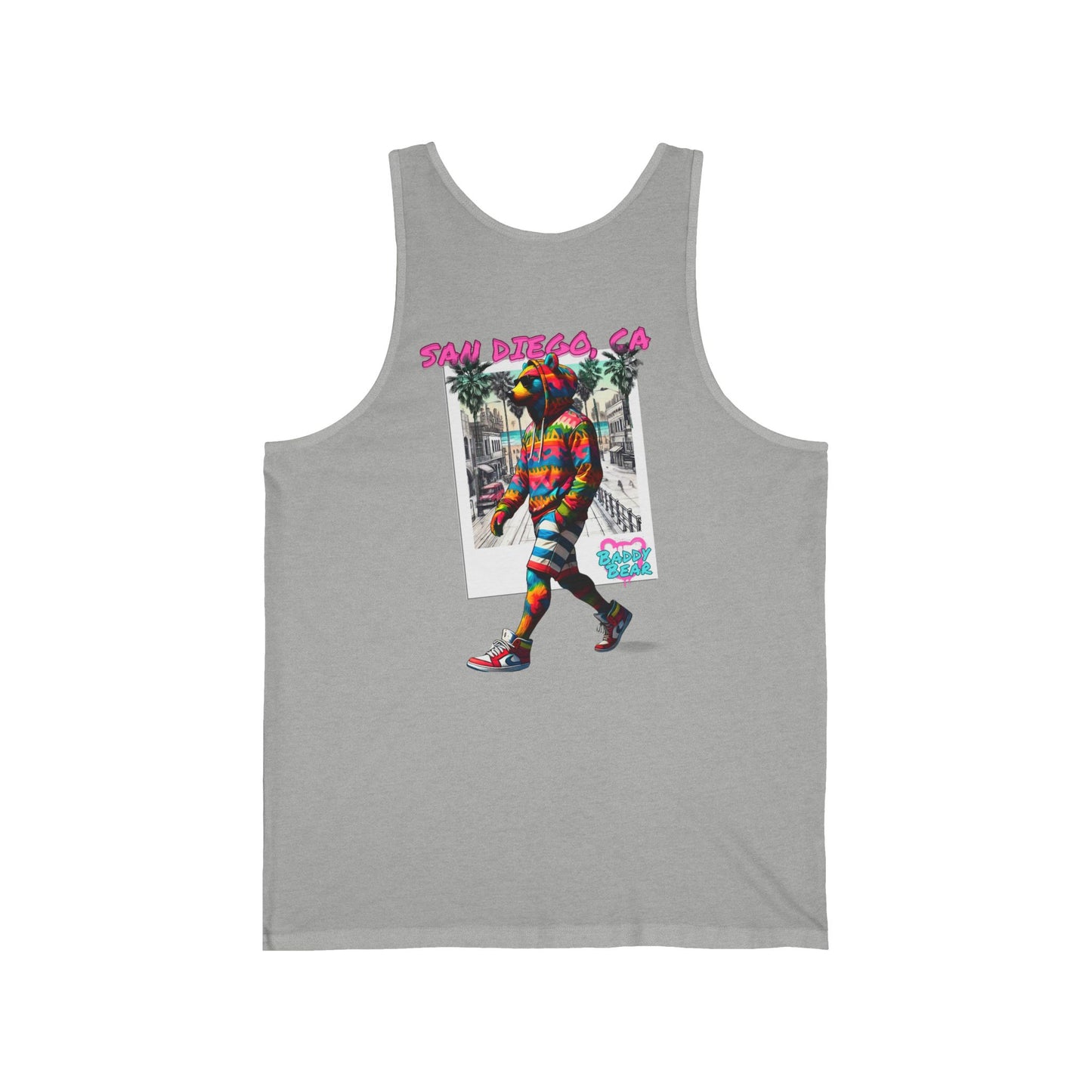 Beach Baddy Bear Tank Top - Unisex Jersey Tank, Summer Festival Shirt, Beach Outfit, Casual Tank, Vacation Wear, Baddy Bear Collection