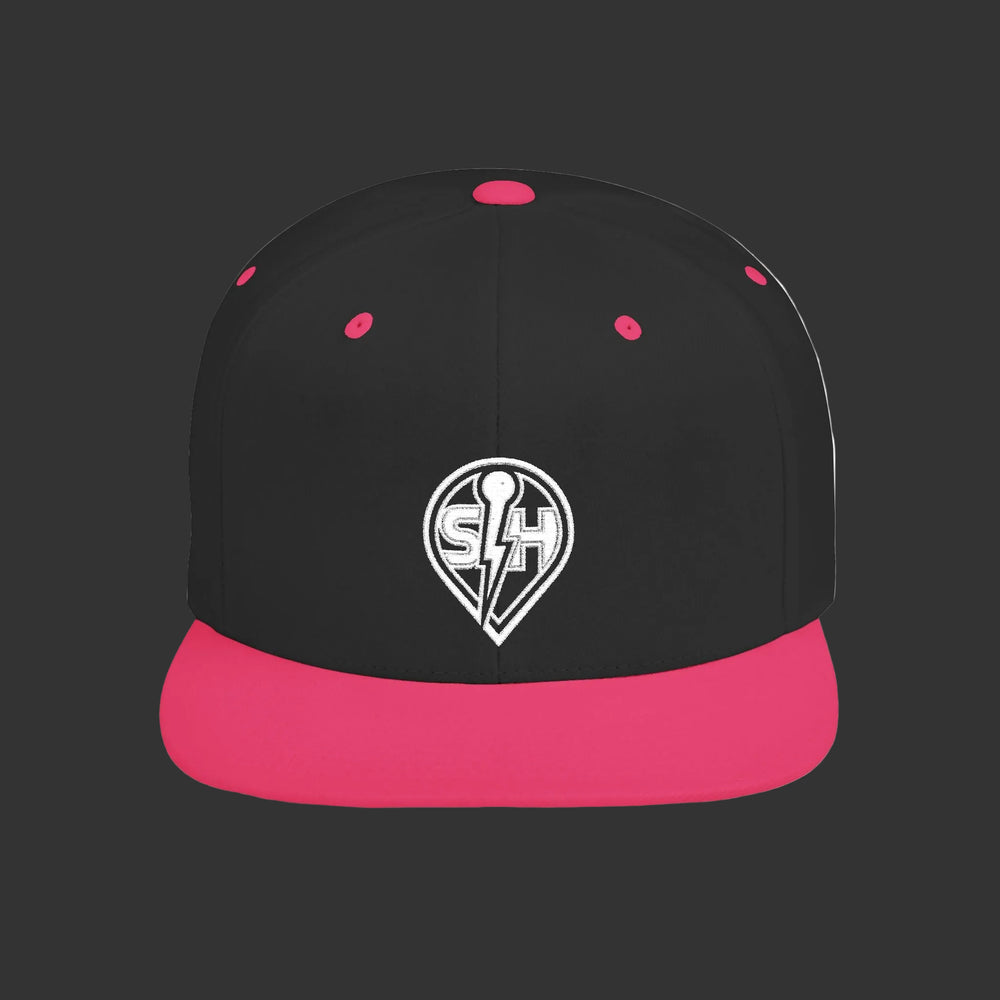 SingHUB White SH Flat Bill Snapback