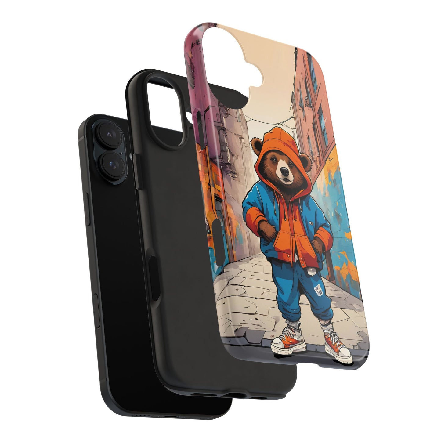 Street Tough Baddy Bear - Phone Case Cool Bear Phone Cover, Strong Phone Protector, Urban Bear Phone Shell, Protective Wildlife Phone Case
