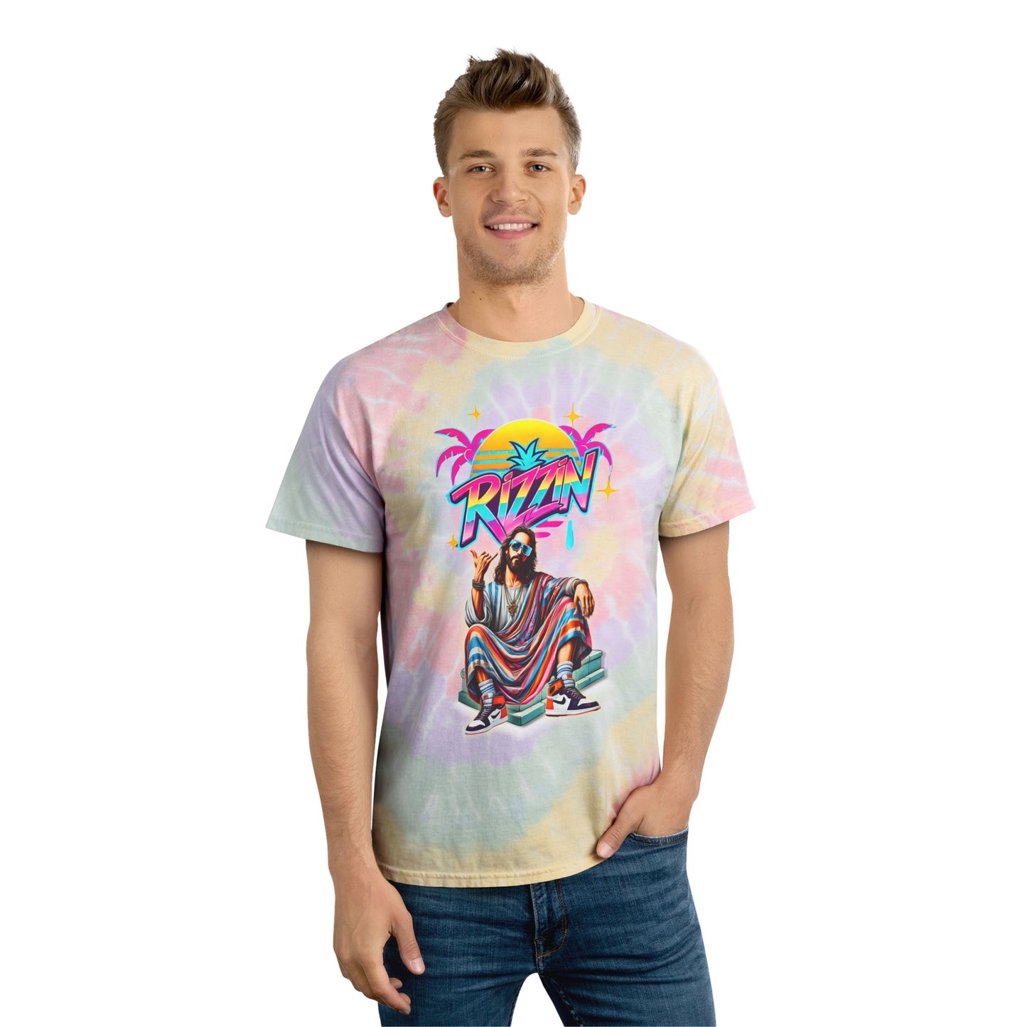 He Is RIZZIN’ Tie-Dye Tee – Bless Up & Brunch Out