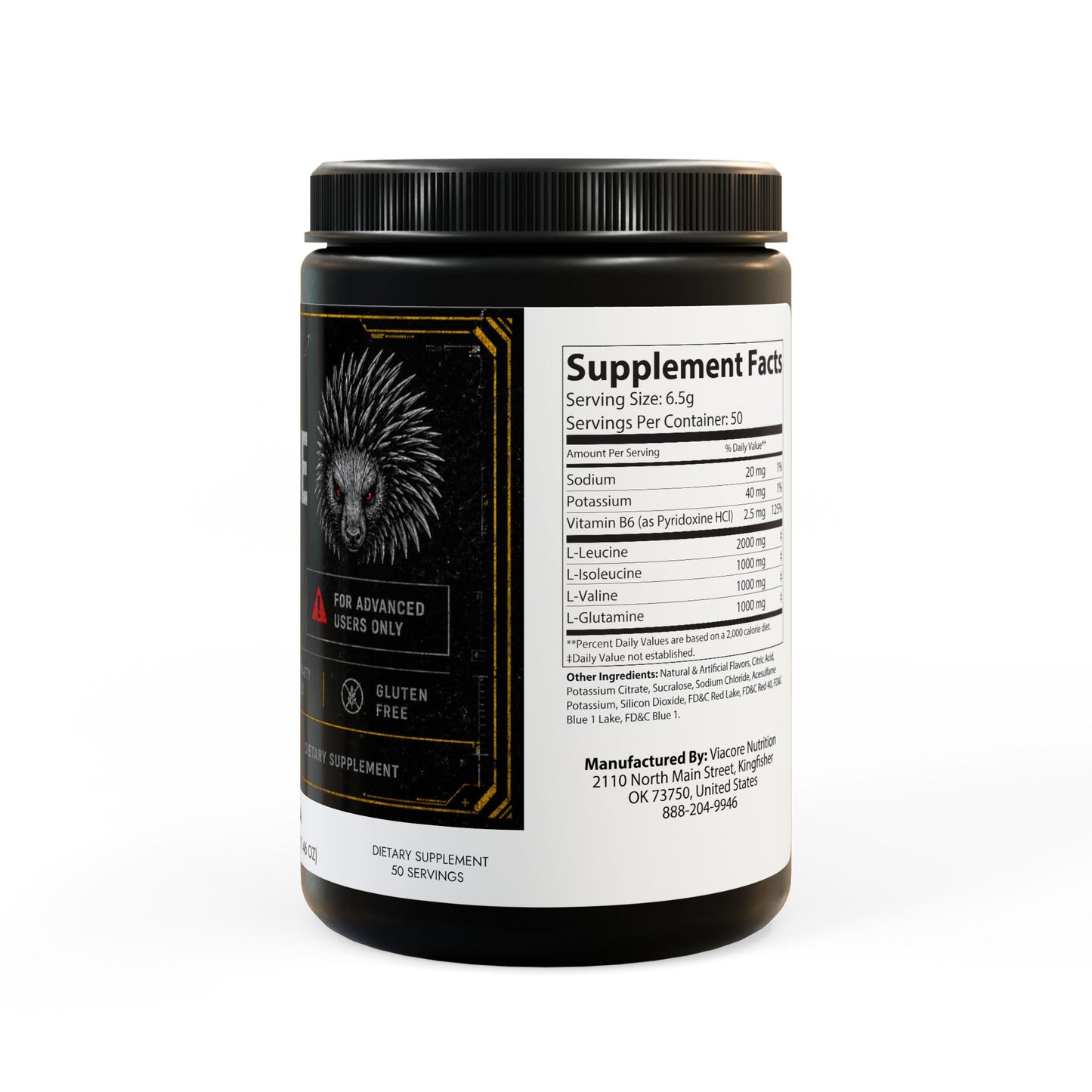 Porcupine BCAA Supplement, Grape (325g, 11.46oz, 50 servings)