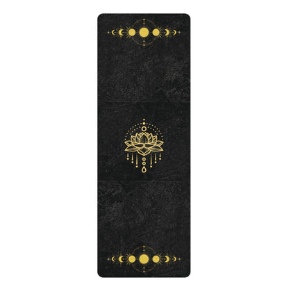 Zen Lotus Moon Gold Black Yoga Mat