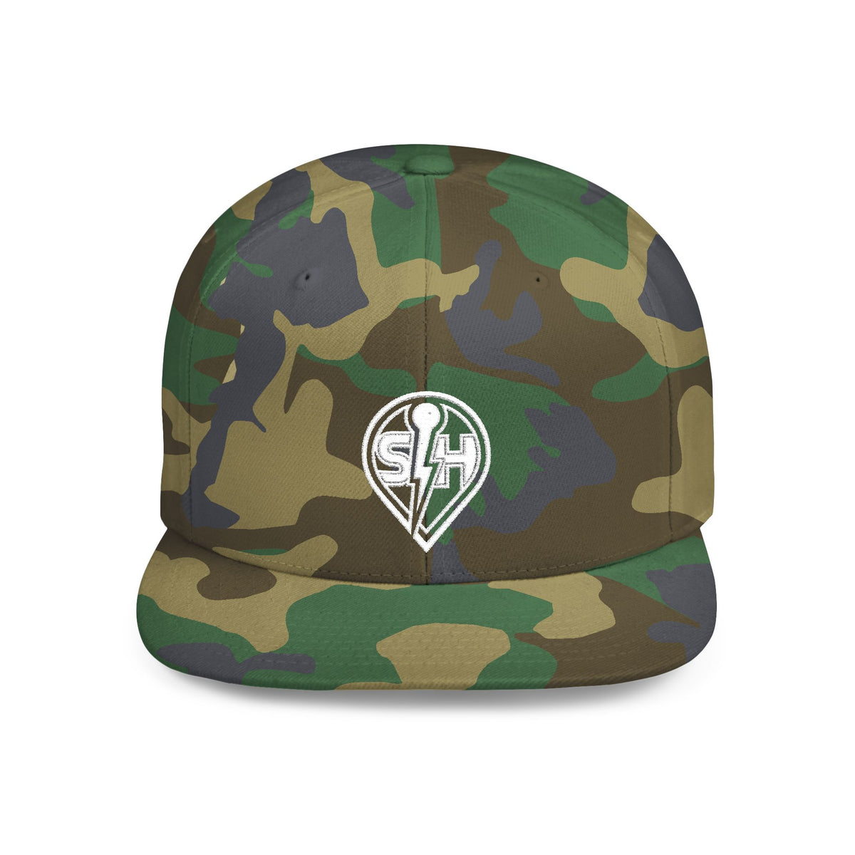 SingHUB White SH  Flat Bill Snapback