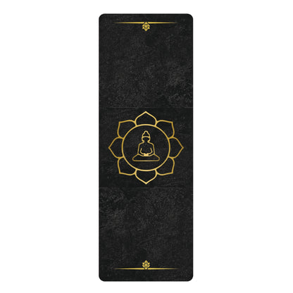 Gold Mahayama Buddha on Matte Black Yoga Mat