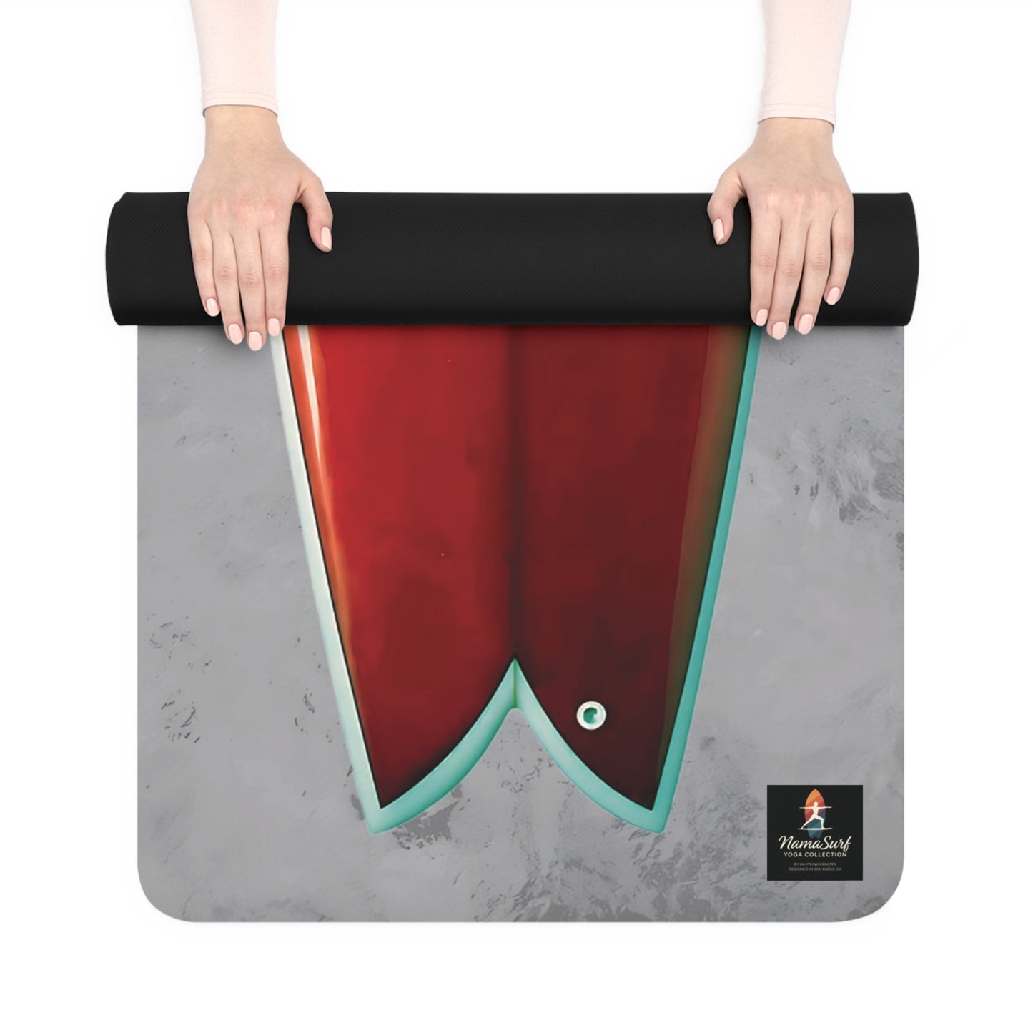 NamaSurf Red Fish Yoga Mat - Surf-Inspired Flow Meets Modern Design