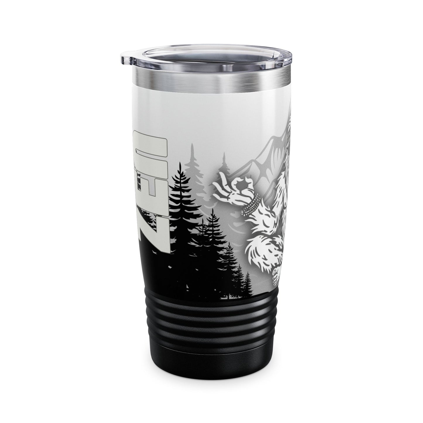 BIG ZEN Forest Tumbler (white/black) - Insulated 20oz Stainless Steel Travel Mug