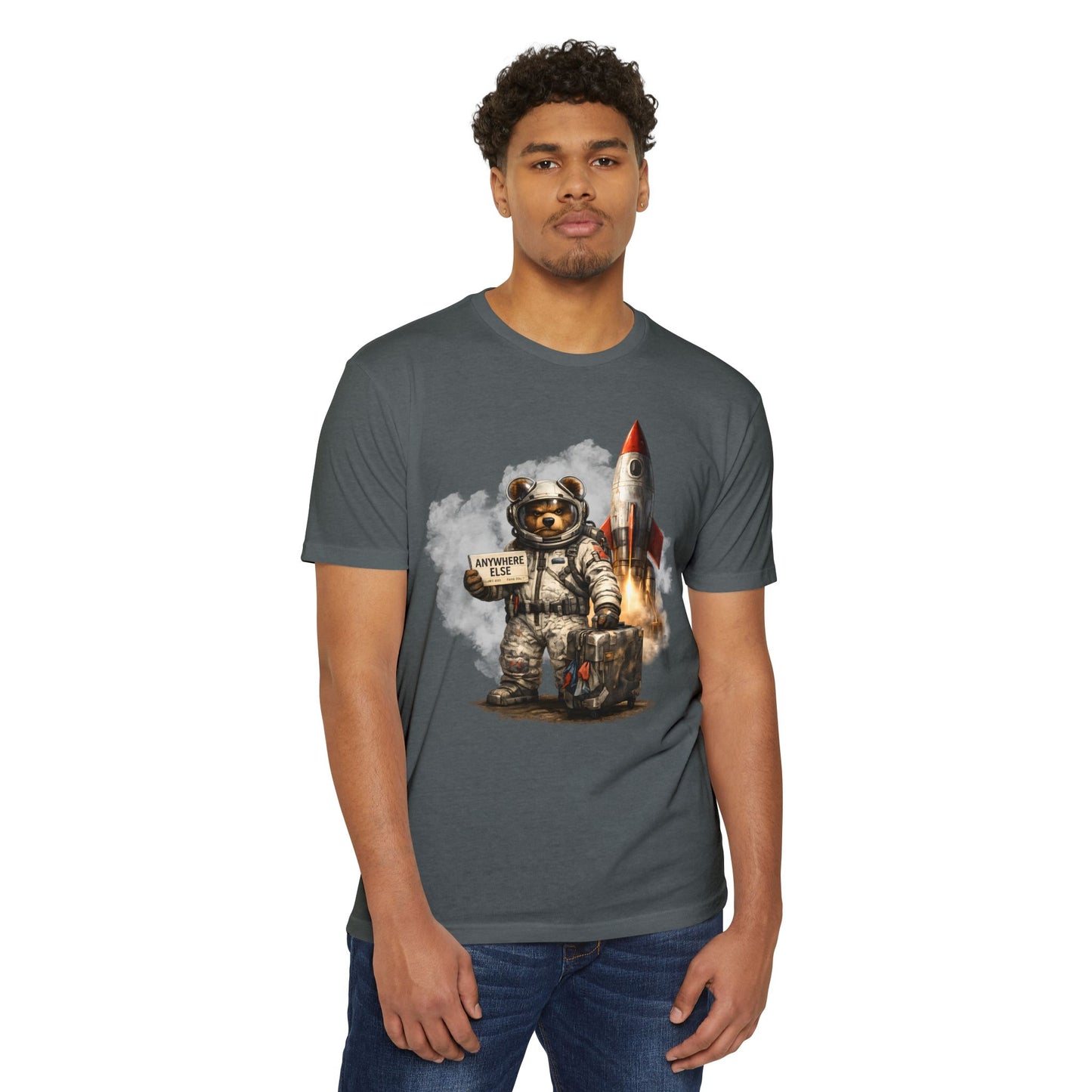 Rocket Bear – “Anywhere Else” Astronaut Graphic T-Shirt