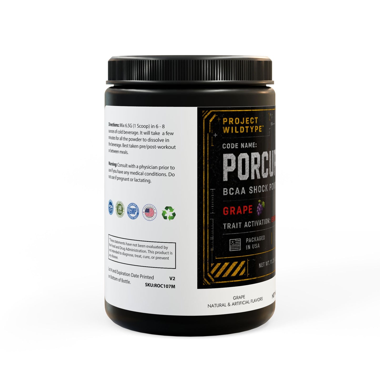 Porcupine BCAA Supplement, Grape (325g, 11.46oz, 50 servings)