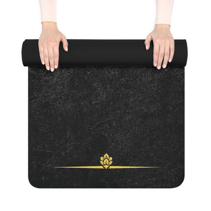 Gold Mahayama Buddha on Matte Black Yoga Mat