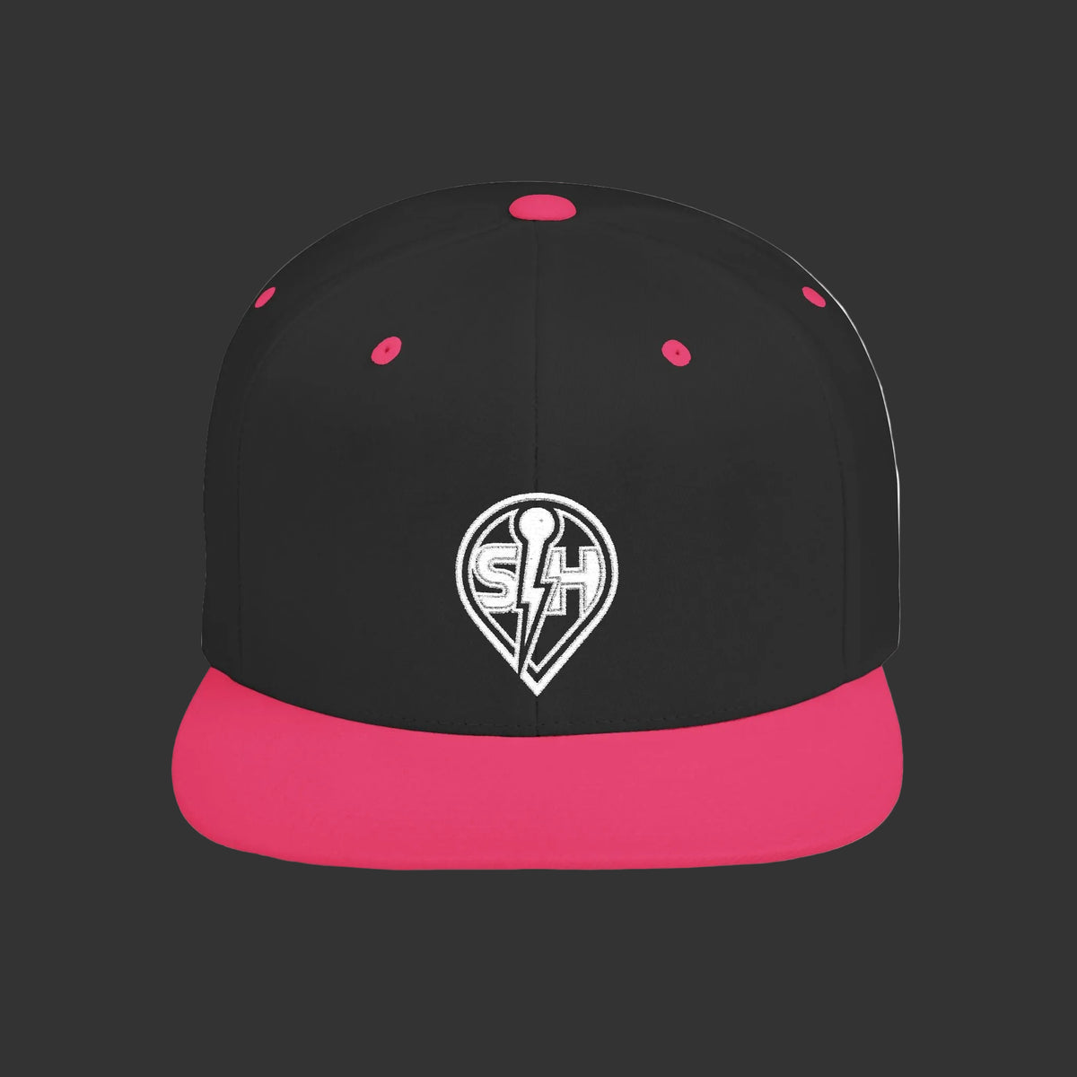SingHUB White SH  Flat Bill Snapback