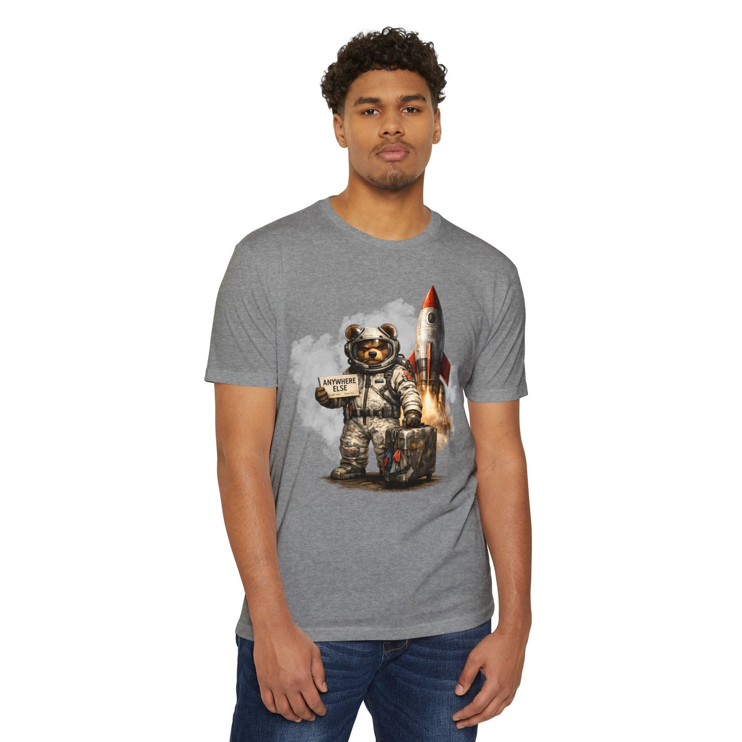 Rocket Bear – “Anywhere Else” Astronaut Graphic T-Shirt