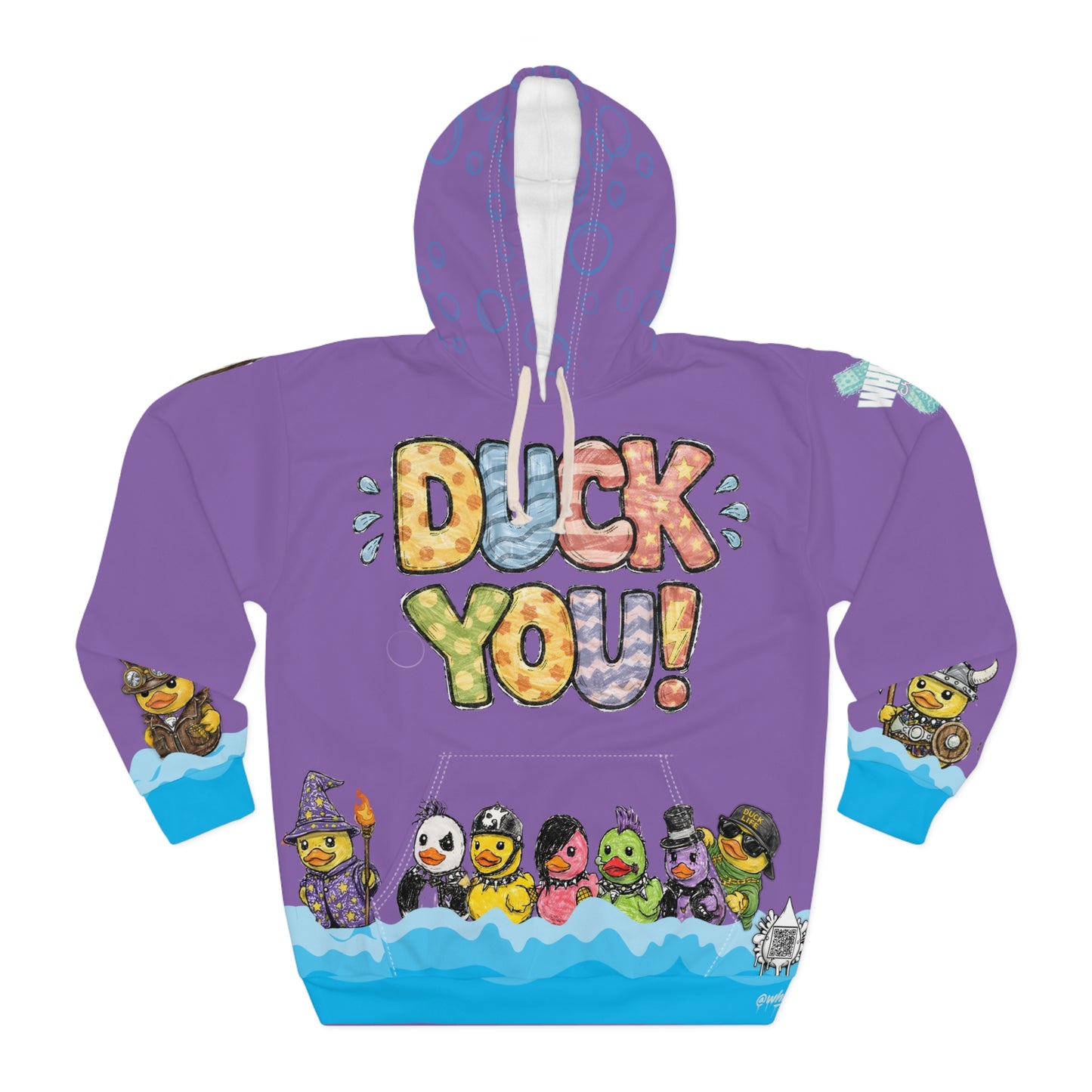 Duck You! Graphic Hoodie (Purple) — Colorful Rubber Duck Crew Pullover