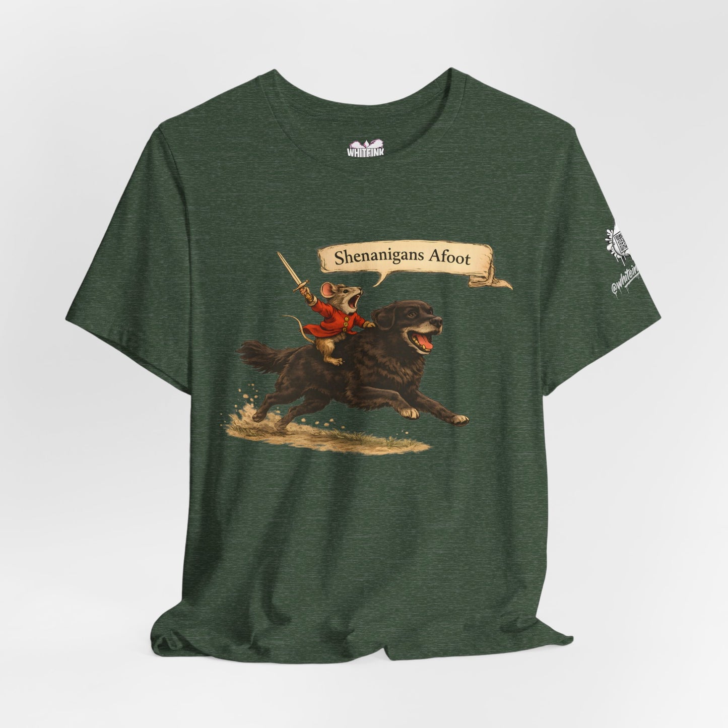 Shenanigans Afoot Tee — Funny Dog Rider Graphic T-Shirt