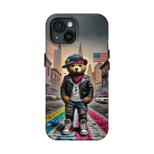 American Baddy Bear Tough Phone Case - Street Style Bear Phone Case with Attitude, Rugged Phone Cover, American Baddy Phone Protector