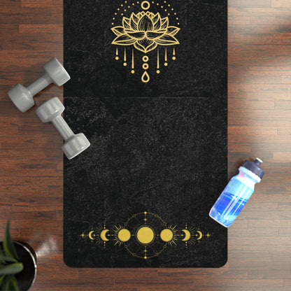 Zen Lotus Moon Gold Black Yoga Mat