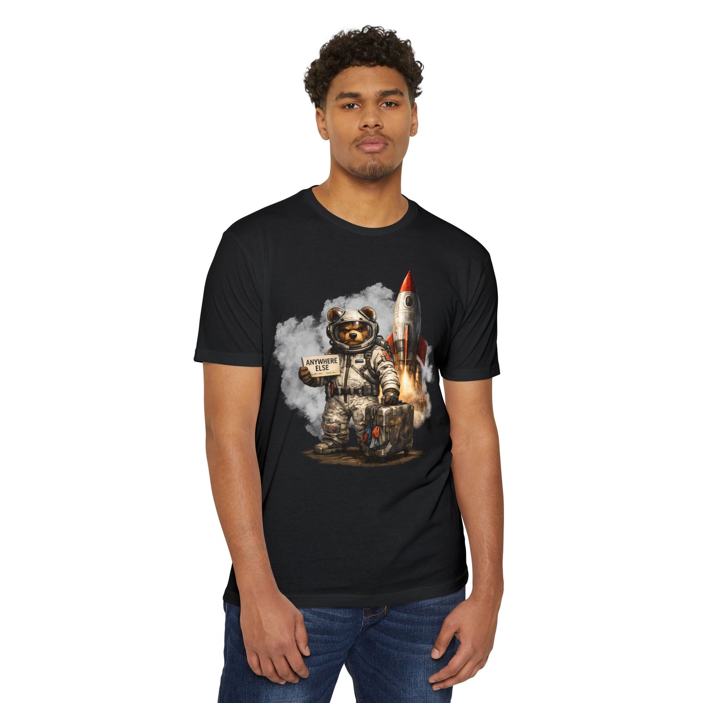 Rocket Bear – “Anywhere Else” Astronaut Graphic T-Shirt