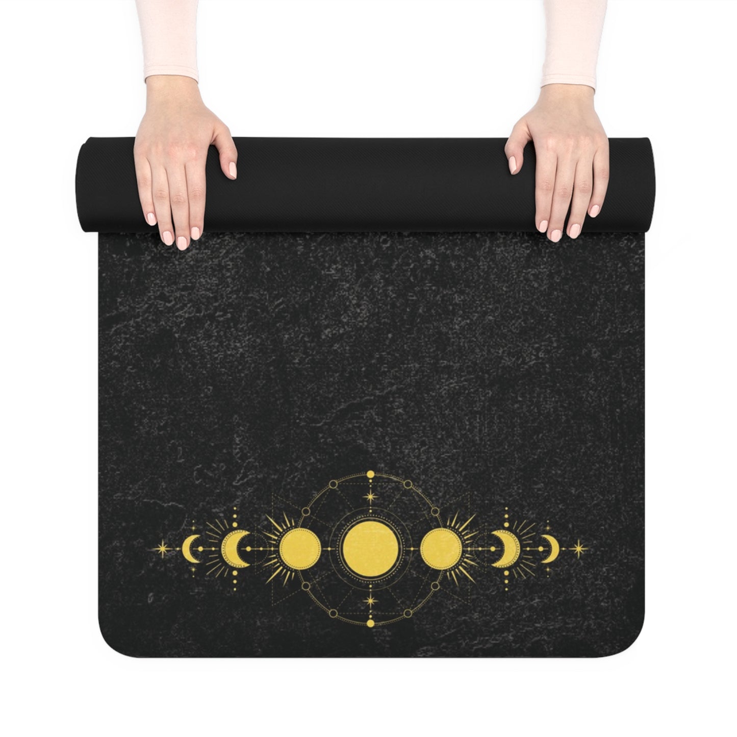 Zen Lotus Moon Gold Black Yoga Mat