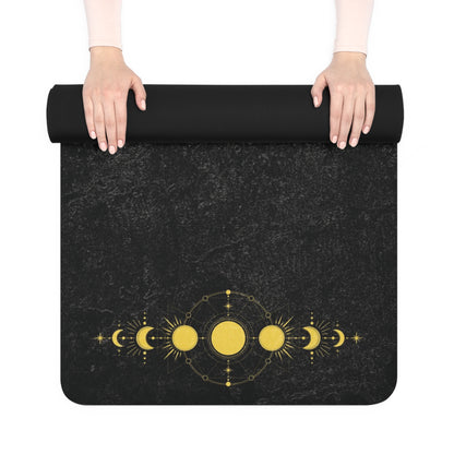 Zen Lotus Moon Gold Black Yoga Mat