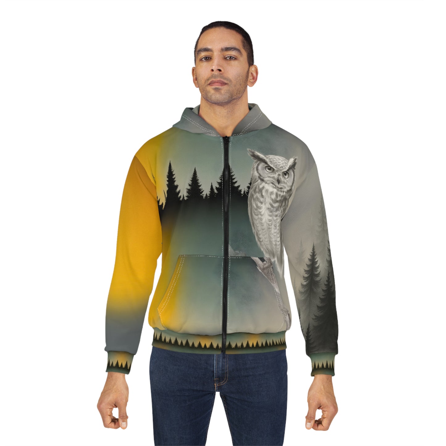 Central Oregon Owl Zip Hoodie — Wildlife Graphic Zip-Up