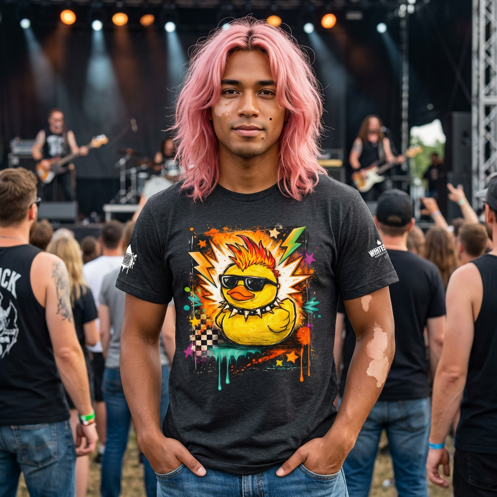 Rock Duck WhiteInk Creates T-shirt