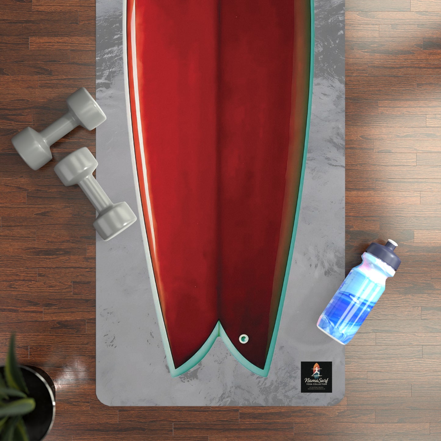 NamaSurf Red Fish Yoga Mat - Surf-Inspired Flow Meets Modern Design