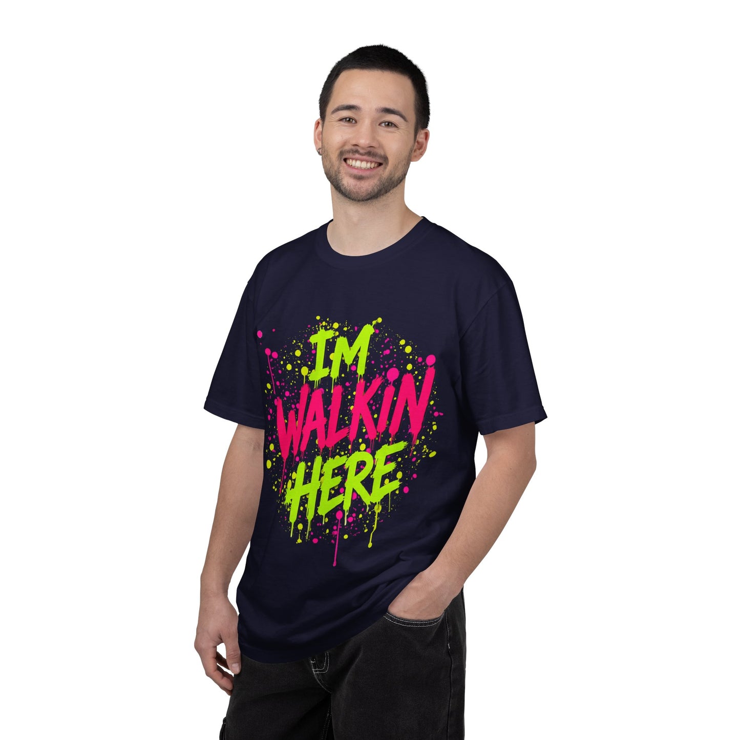 I'M WALKIN HERE Graffiti T-Shirt — Bold Neon Urban Streetwear