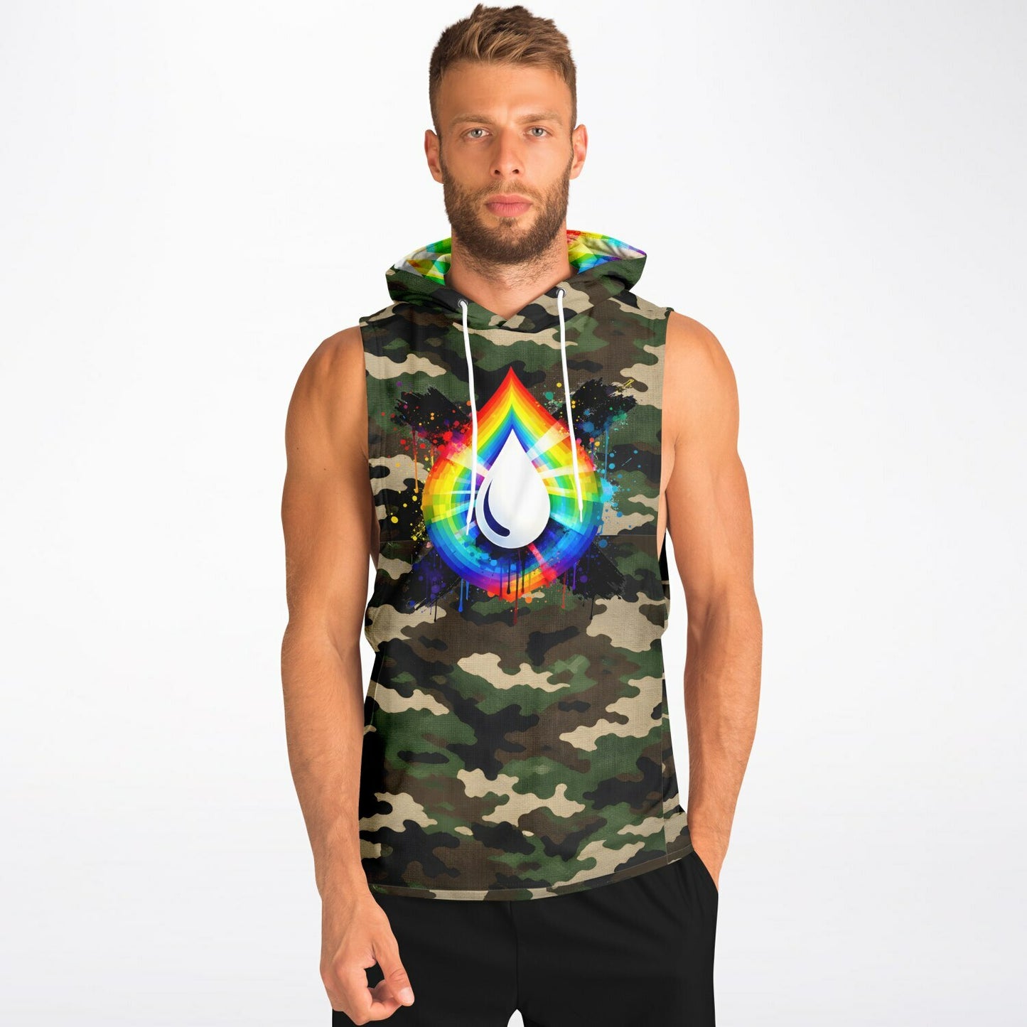 WhiteInk Prism Camo Sleeveless Hoodie