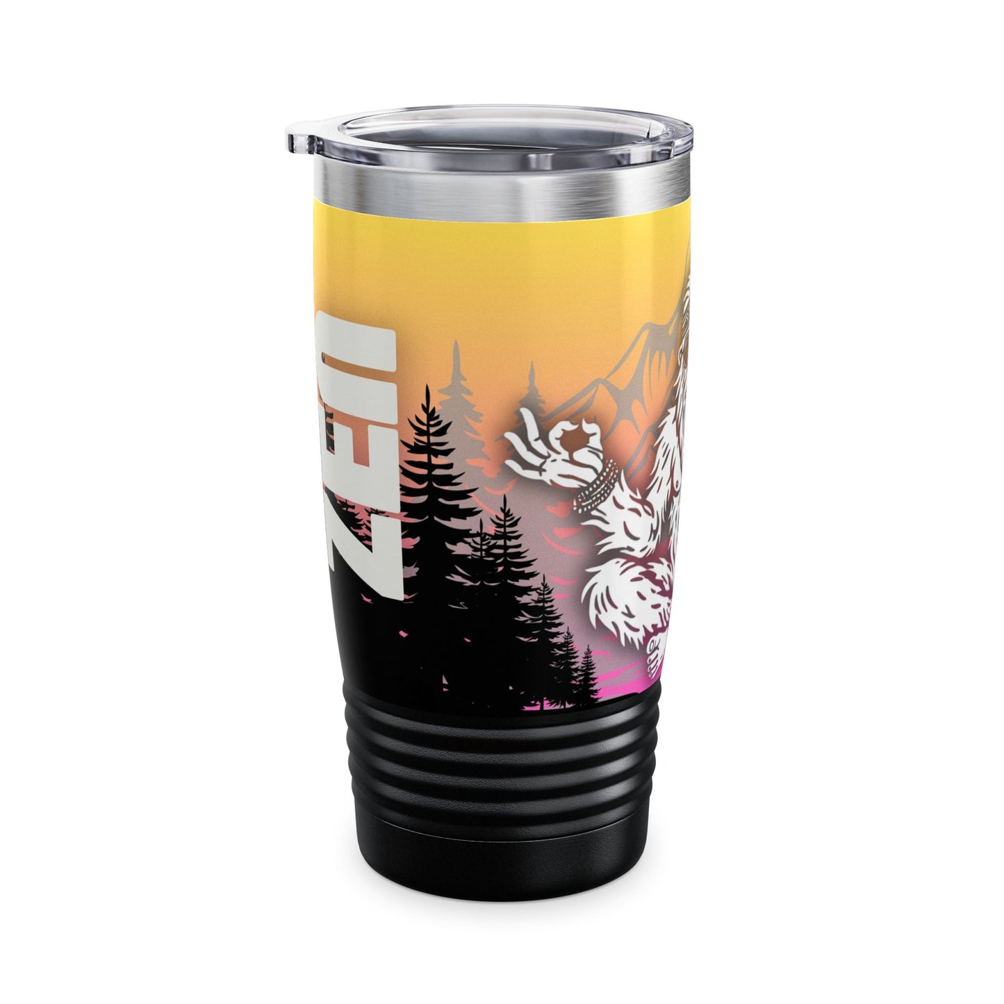 BIG ZEN Forest Tumbler (yellow/pink) - Insulated 20oz Stainless Steel Travel Mug