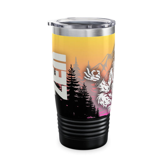 BIG ZEN Forest Tumbler (yellow/pink) - Insulated 20oz Stainless Steel Travel Mug