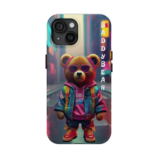 Baddy Bear Neon Girl Tough Phone Case, Protective Phone Cover, Cool Phone Accessories, Trendy Phone Case, Unique Phone Protector, Stylish