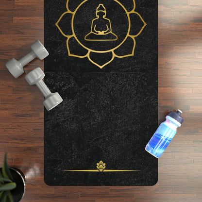 Gold Mahayama Buddha on Matte Black Yoga Mat