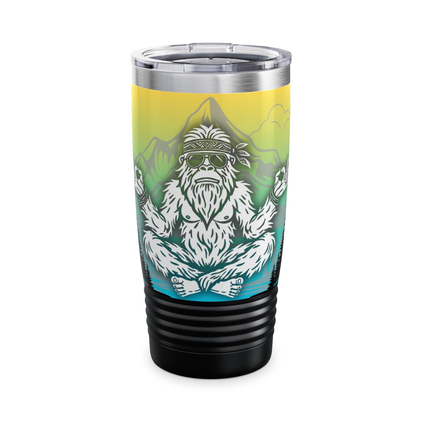 BIG ZEN Forest Tumbler (yellow/blue) - Insulated 20oz Stainless Steel Travel Mug
