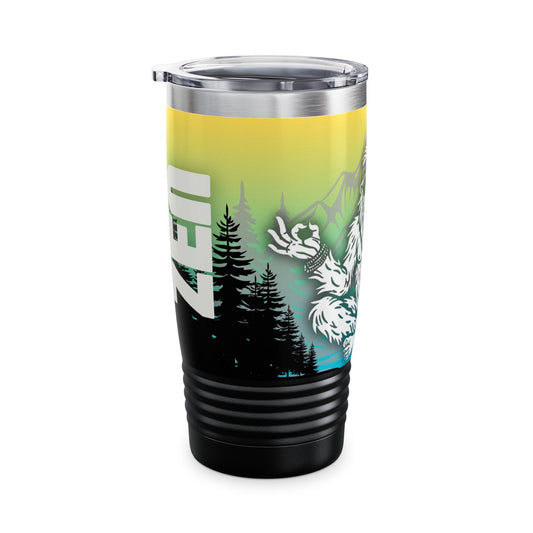 BIG ZEN Forest Tumbler (yellow/blue) - Insulated 20oz Stainless Steel Travel Mug