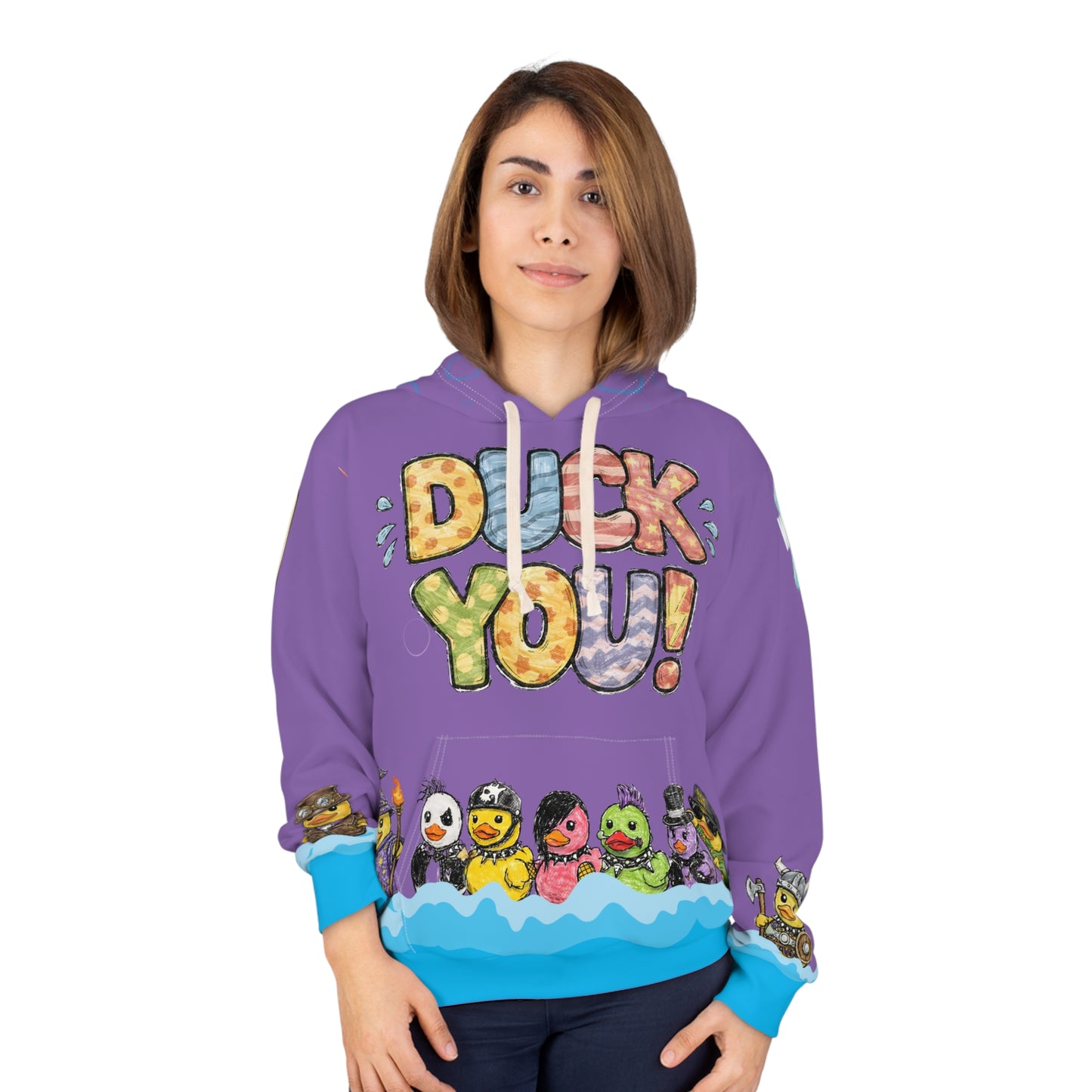 Duck You! Graphic Hoodie (Purple) — Colorful Rubber Duck Crew Pullover