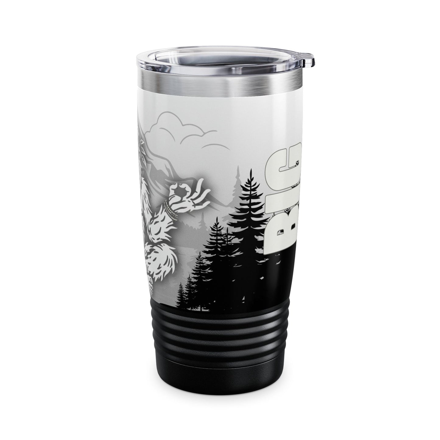 BIG ZEN Forest Tumbler (white/black) - Insulated 20oz Stainless Steel Travel Mug
